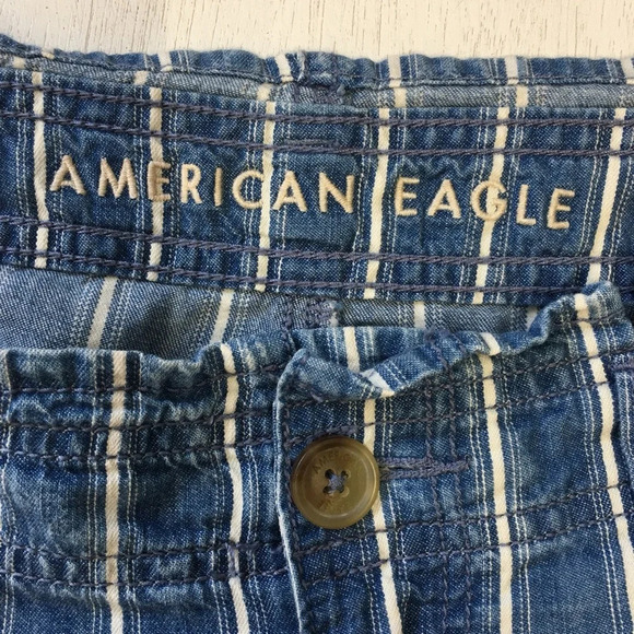 American Eagle Striped Paperbag Denim Shorts Size 6 - Picture 3 of 9